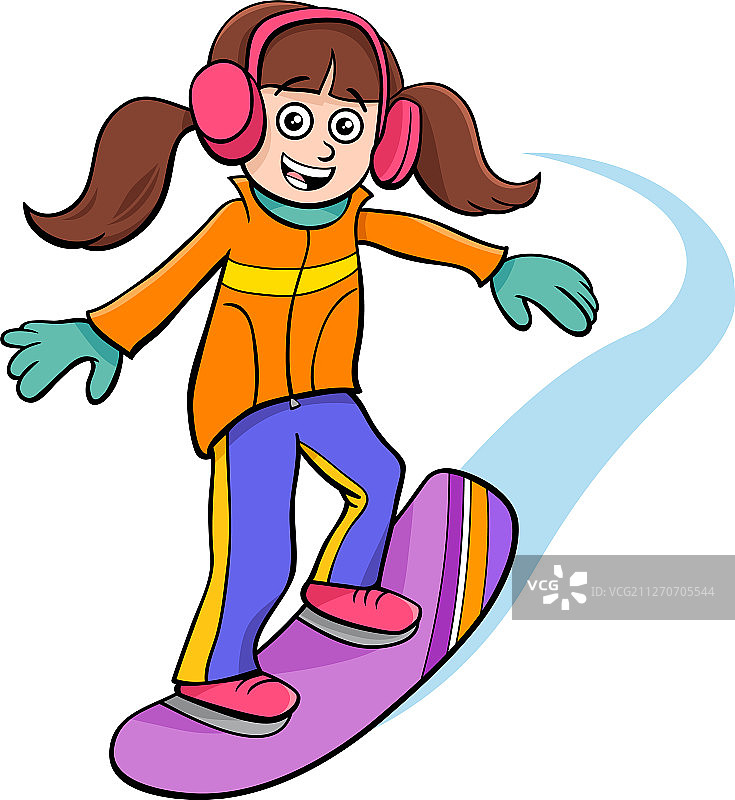 滑雪女孩卡通人物图片素材