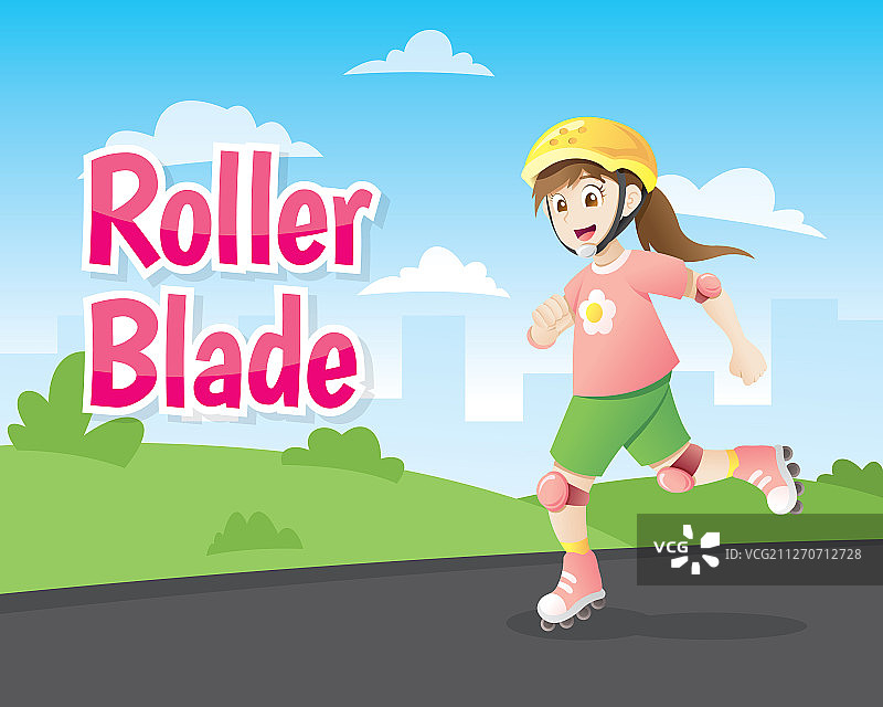 玩旱冰的小女孩图片素材