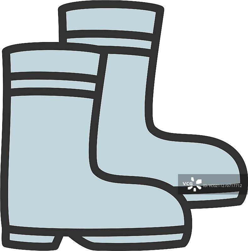 橡胶靴扁平彩色线条图标图片素材