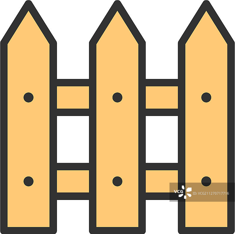 木栅栏扁平彩色线条图标图片素材