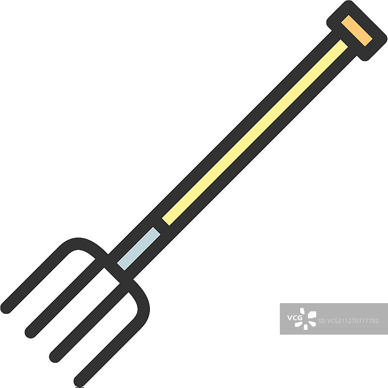 草叉扁平彩色线条图标图片素材