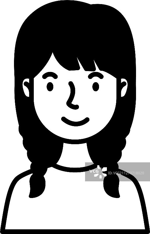 发辫女人线条风格图片素材