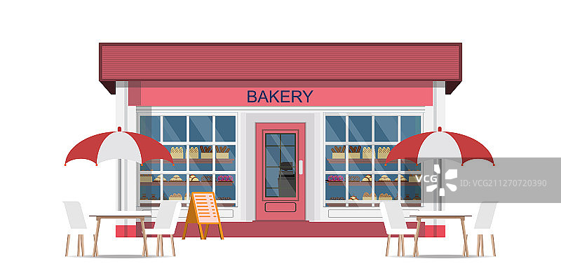 带有桌椅的咖啡馆街景图片素材