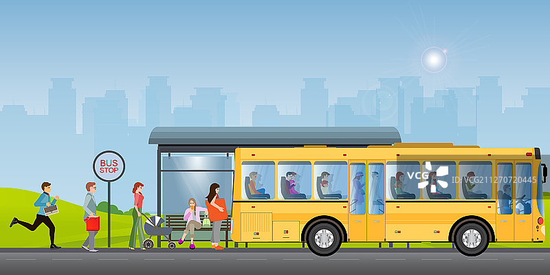 公交车站的乘客图片素材