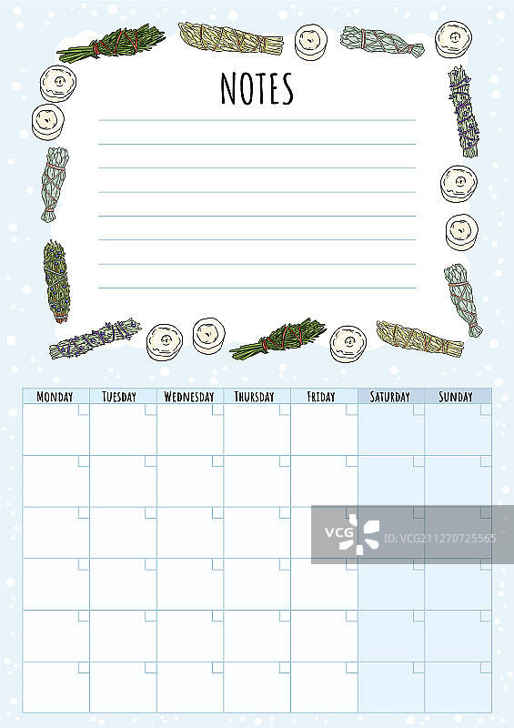 波西米亚风月历与鼠尾草净化棒图片素材