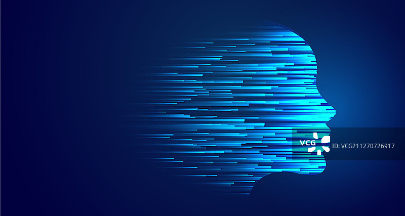 蓝色发光科技人脸图片素材