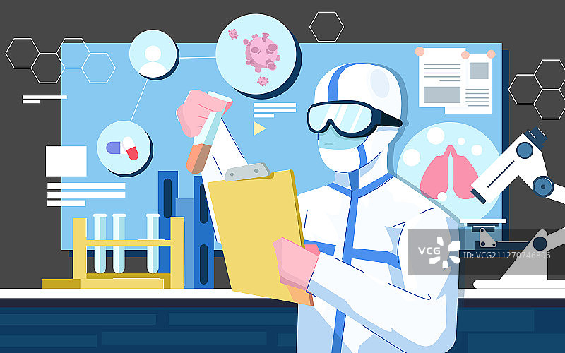 医疗科研扁平插画图片素材