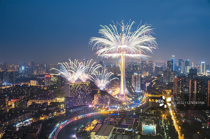 成都电视塔烟花秀图片素材