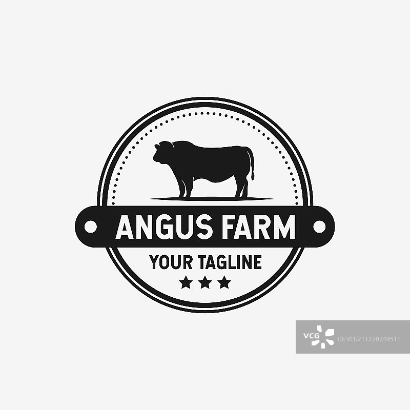 复古安格斯牛农场牛肉标志图片素材