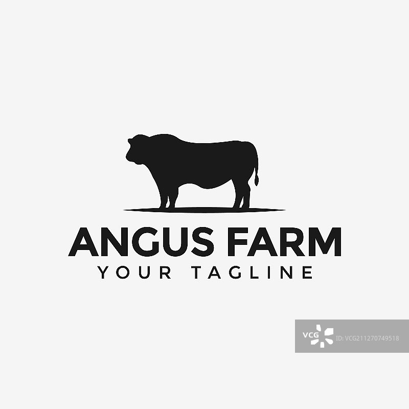 安格斯牛养殖场或牛肉牧场标志设计图片素材