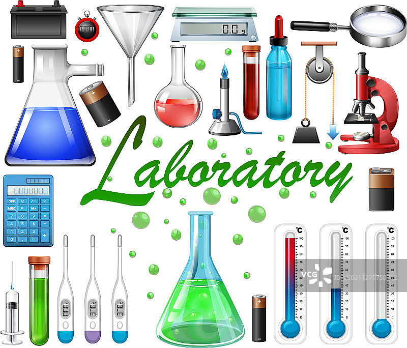白色背景上的实验室设备图片素材