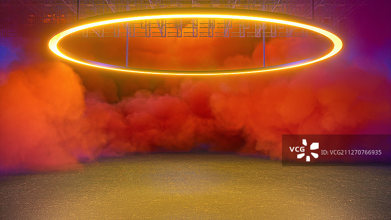 霓虹灯光_烟雾弥漫_室内空地_汽车背景图片素材