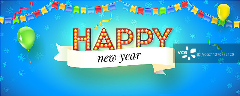 新年快乐灯泡节日banner图片素材