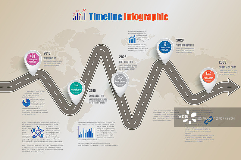 商业路线图时间轴信息图图片素材