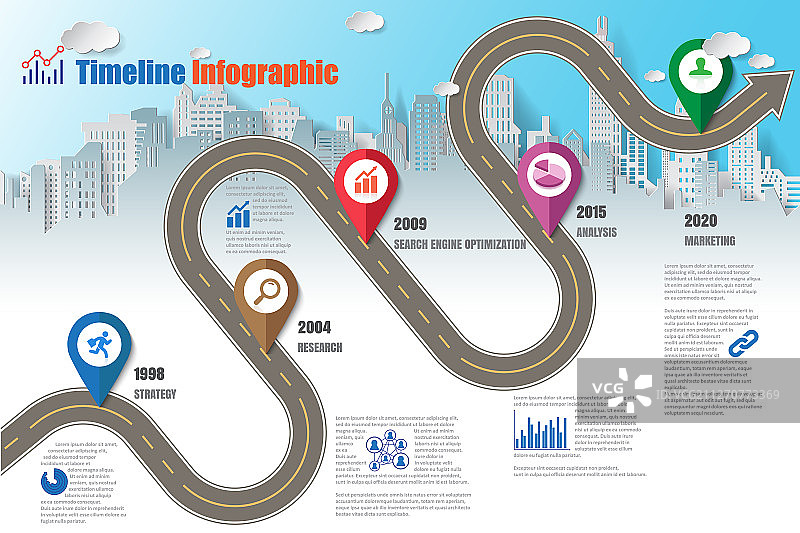 商业路线图时间轴信息图图片素材