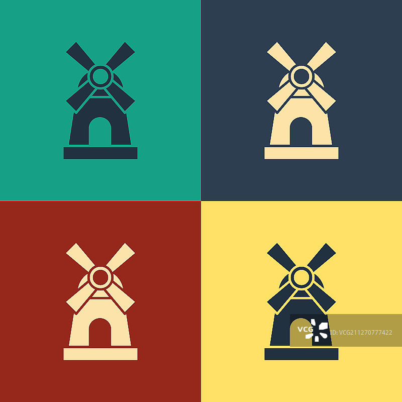 彩色背景上的彩色风车图标图片素材