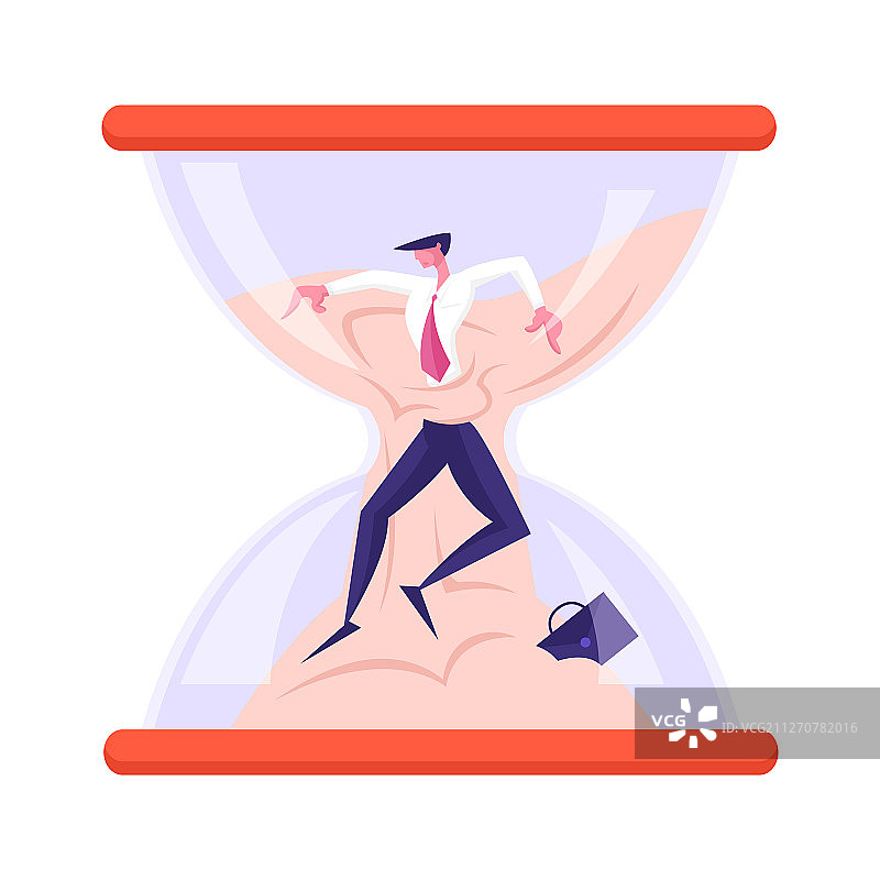 商人深陷沙漏里的沙子中图片素材