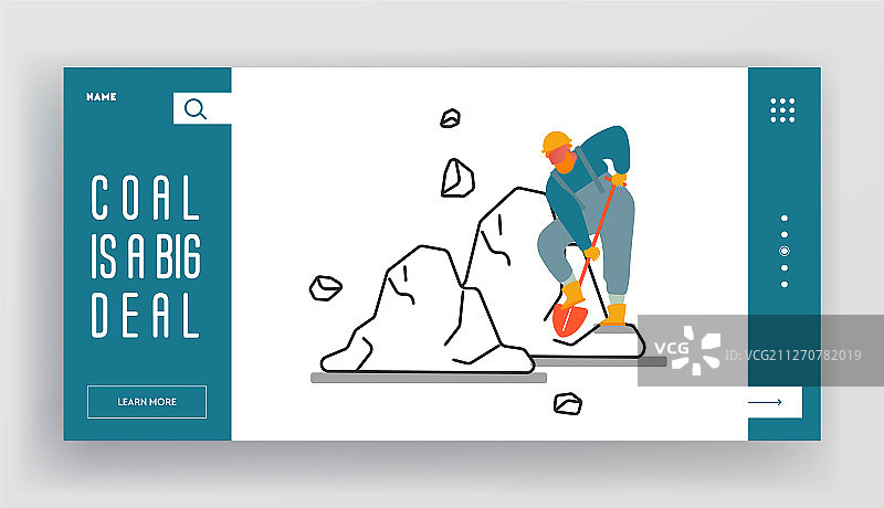 煤矿开采网站着陆页：矿工工作场景图片素材