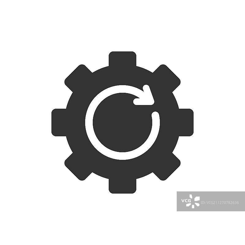 白色背景上的扁平风格恢复齿轮图标图片素材