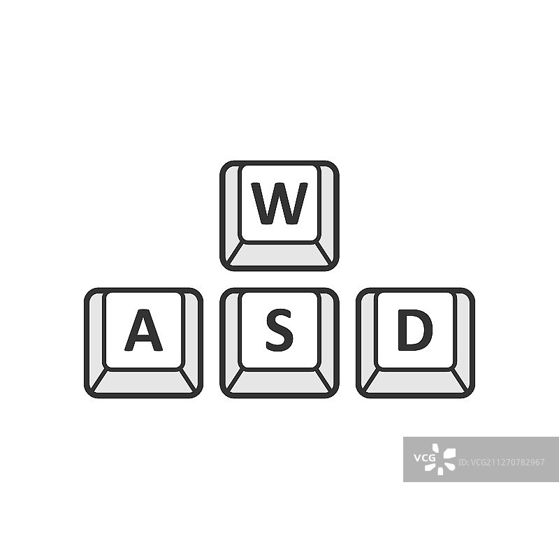 扁平风格键盘上的WASD按钮图标图片素材