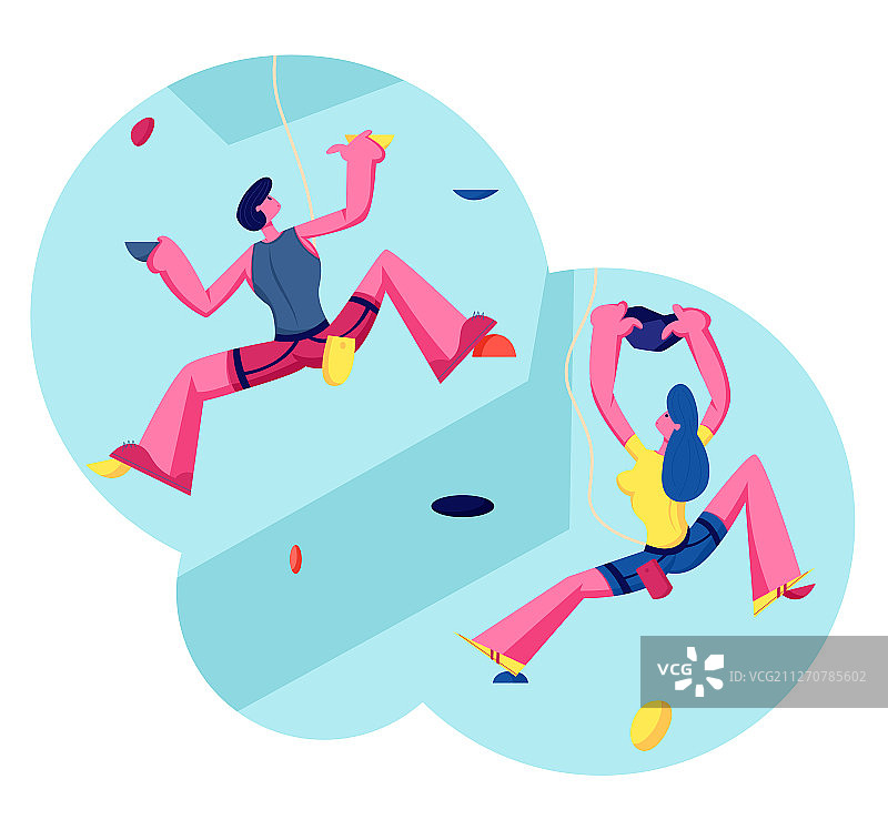 人们攀岩，男人和女孩在玩图片素材