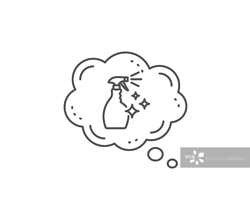 清洁喷雾剂线条图标，含清洗液图片素材