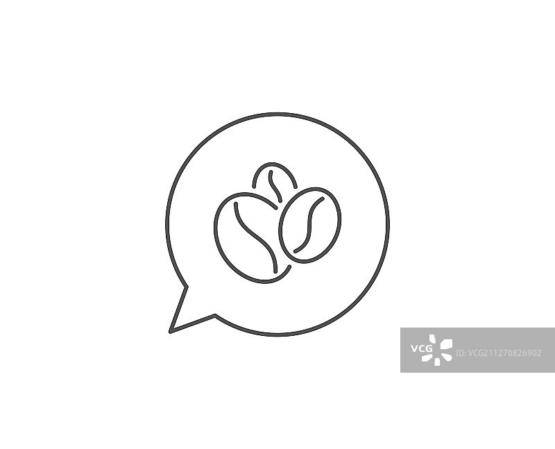 咖啡豆线条图标：热卡布奇诺种子标志图片素材