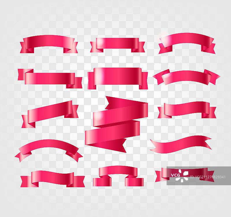 红色丝带素材合集（透明背景）图片素材