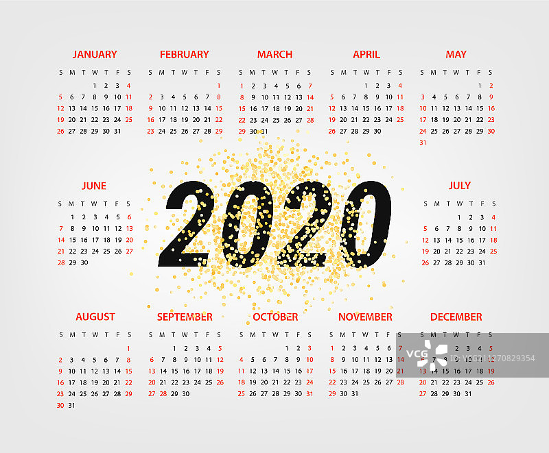 2020年日历模板图片素材