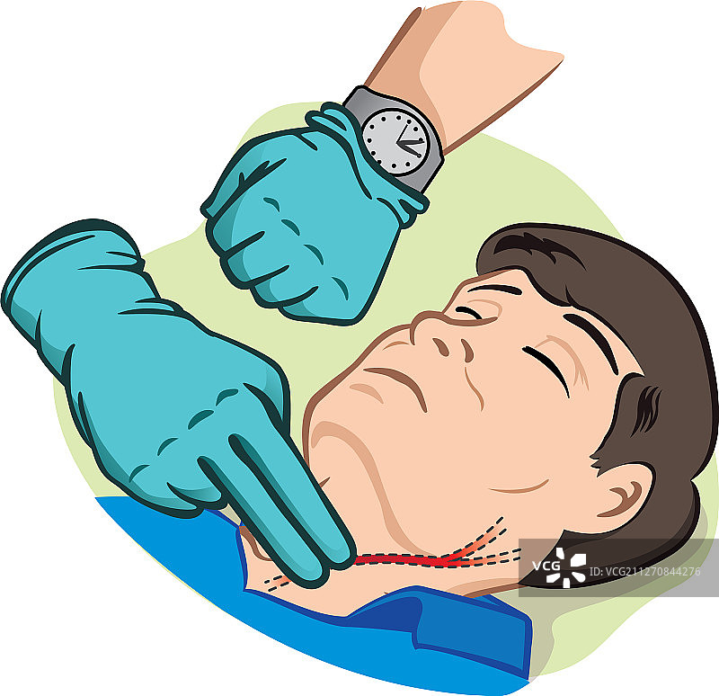 通过颈动脉测量脉搏的人图片素材