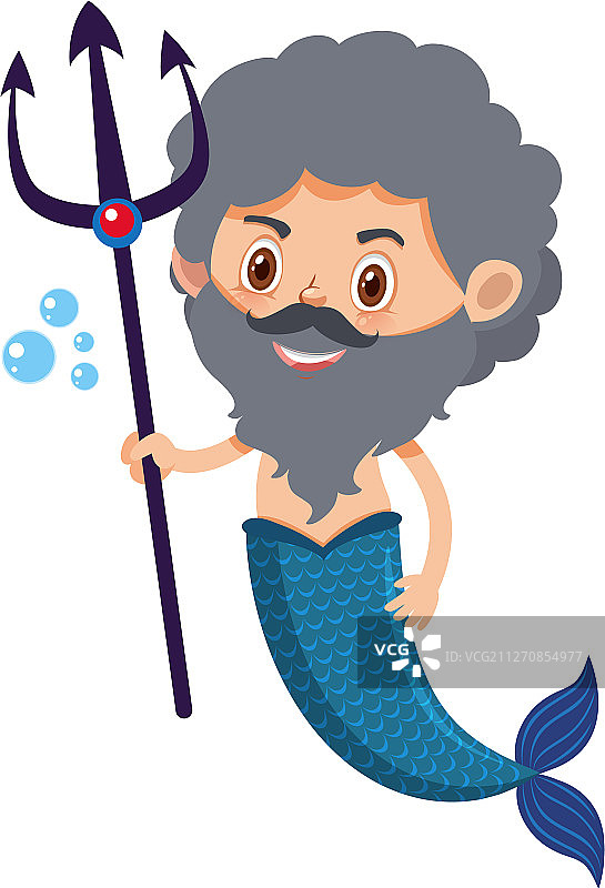白色背景上的美人鱼角色图片素材