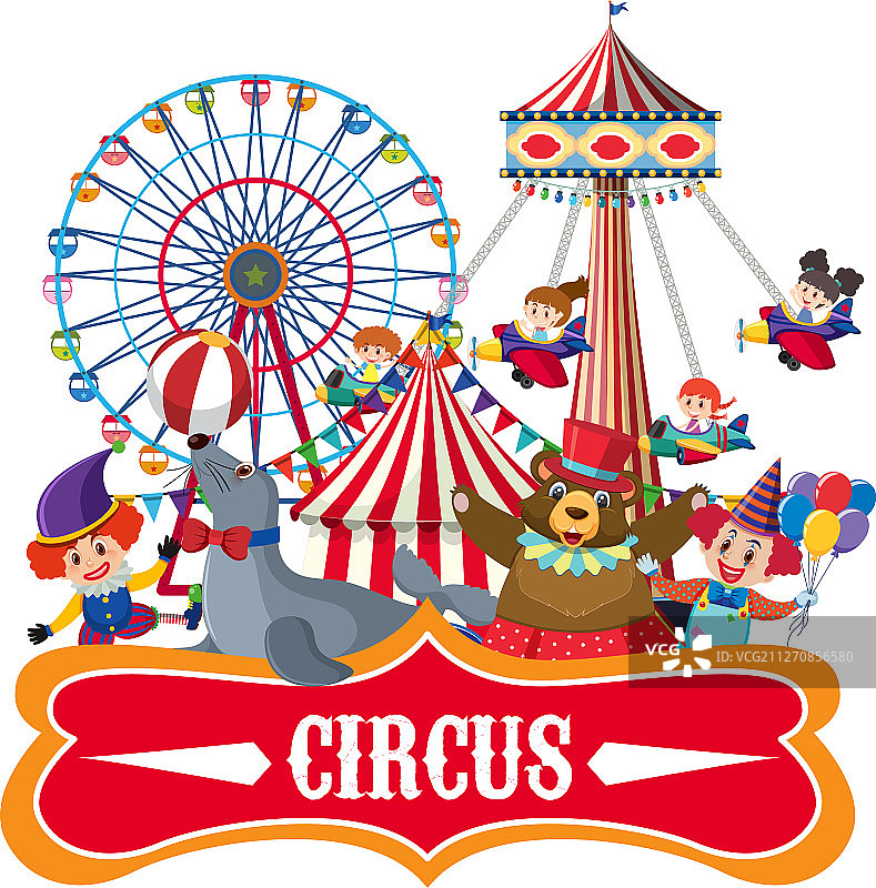 马戏团动物贴纸模板图片素材