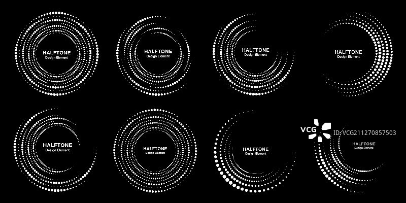 半色调图案圆形点阵框架合集图片素材