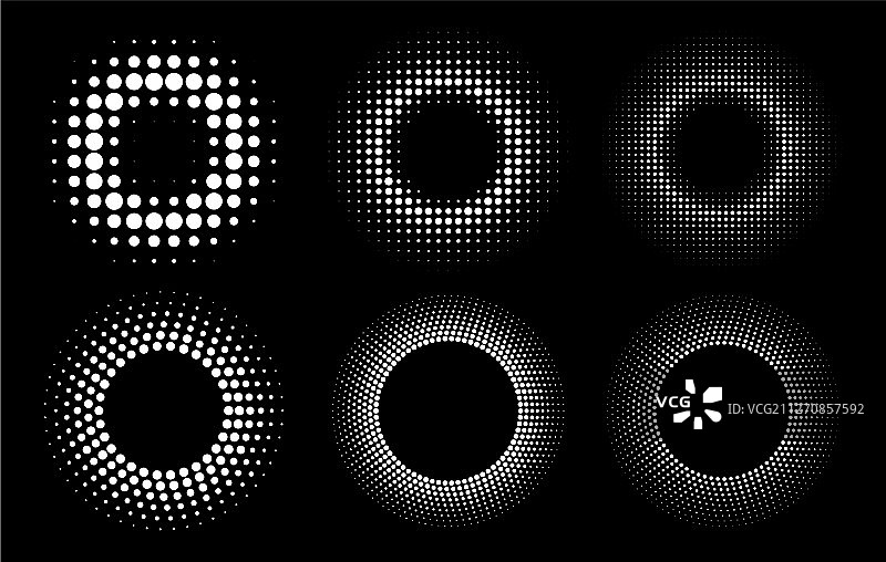 半色调图案圆形点阵框架合集图片素材
