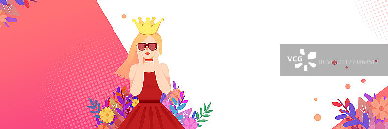 卡通手绘女王节女神素材插画图片素材