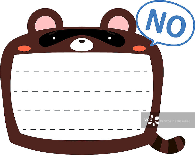 可爱的黑色浣熊留言板图片素材