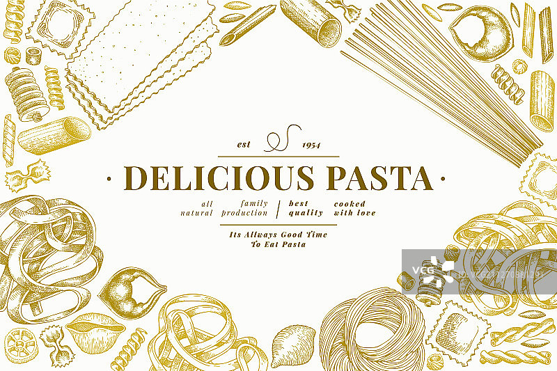 手绘意大利面设计模板图片素材
