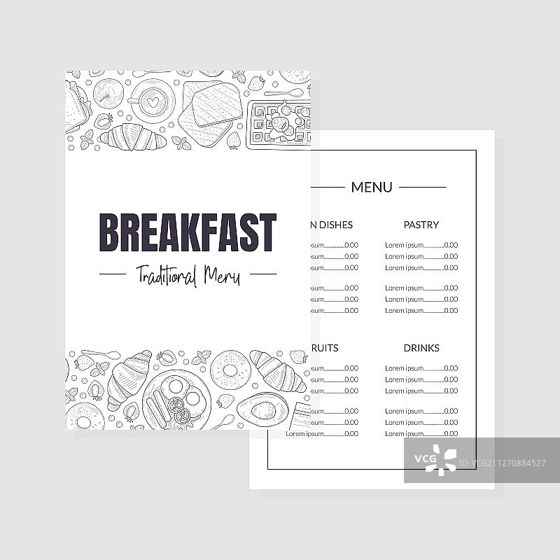 传统早餐菜单模板图片素材