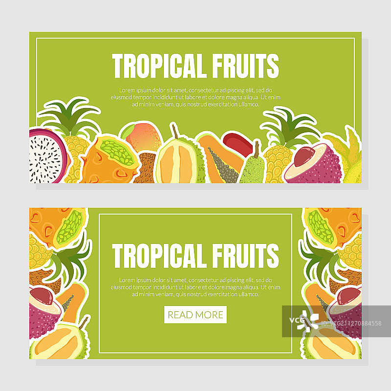 新鲜热带水果着陆页模板图片素材
