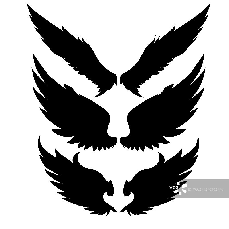 翅膀鸟类黑白剪影图片素材