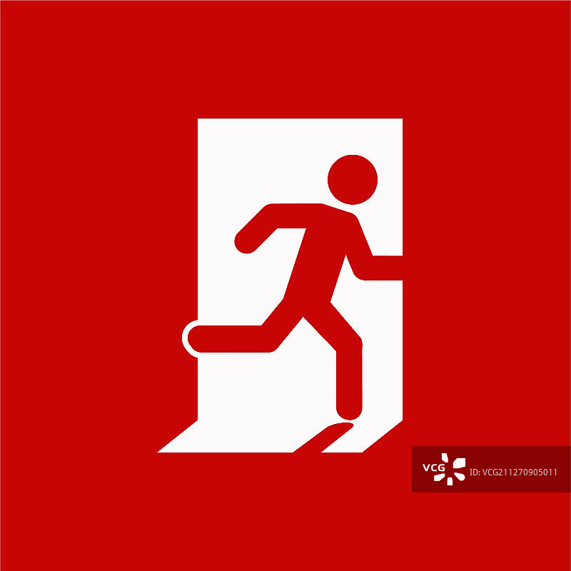 紧急出口右侧逃生路线标志图片素材