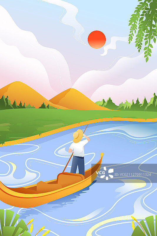 踏青出游春季春分矢量插画图片素材