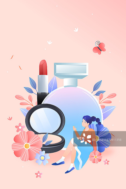 妇女节花卉女孩矢量插画图片素材