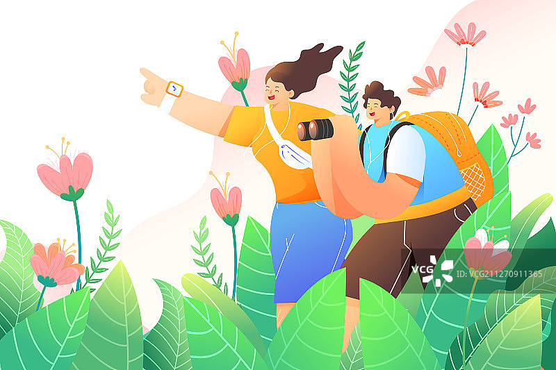 踏青出游春季春分矢量插画图片素材