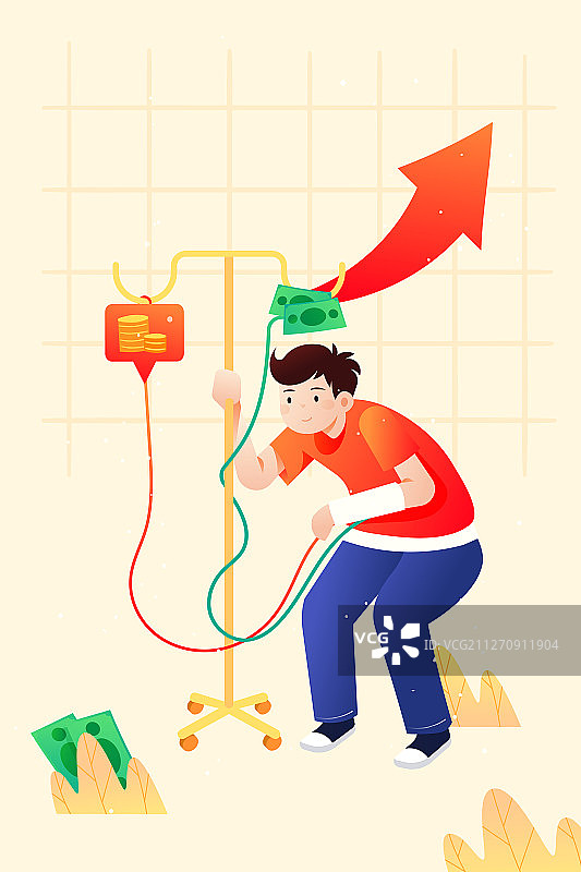 缺钱股票股民矢量插画图片素材