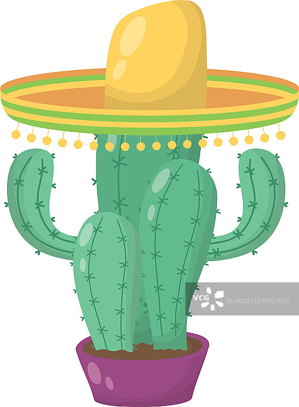 戴传统帽子的墨西哥仙人掌图片素材