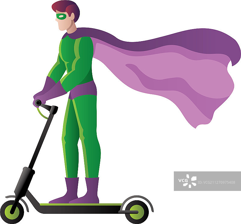 白色背景超级英雄电动滑板车图片素材