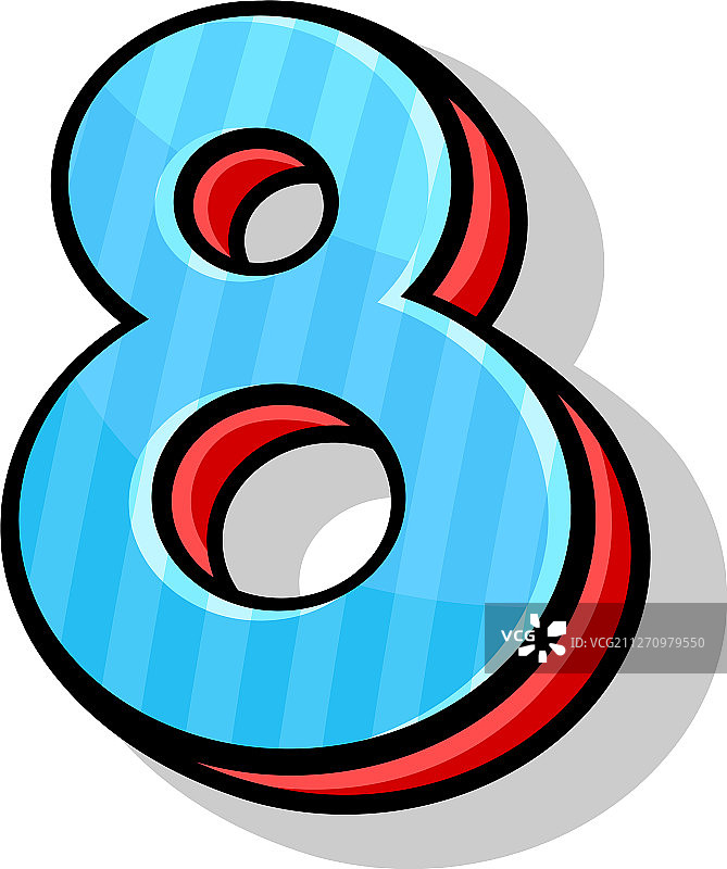 2.5D蓝红色数字8设计元素图片素材