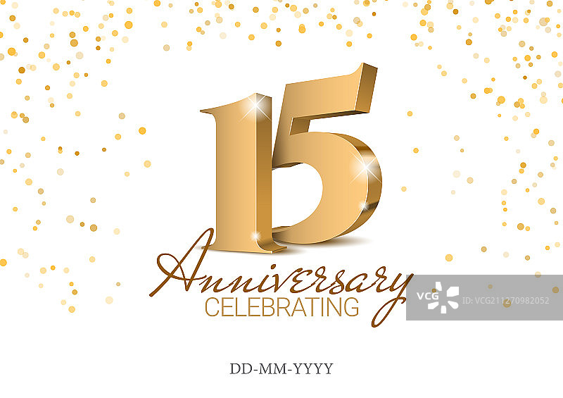 15周年金色3D数字图片素材