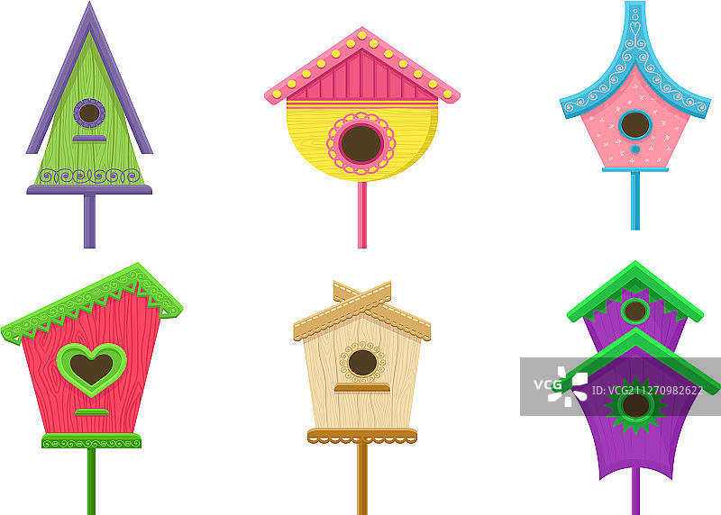 彩色鸟舍套装图片素材